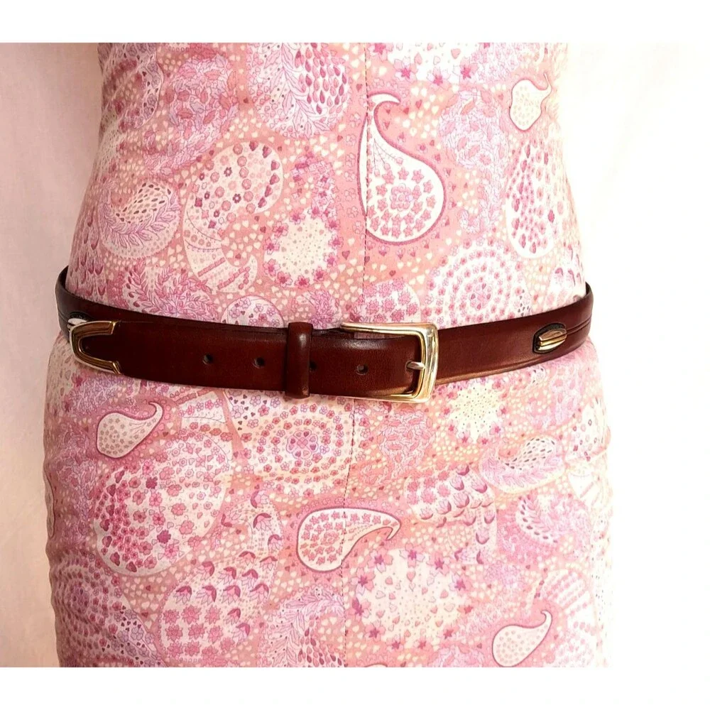 NEW Onyx by Brighton Ranger Belt Mens Size 38 Brown Italian Calfskin VTG